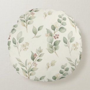 Elegante Aquarel Eucalyptus en Blozende Bes Bota Rond Kussen