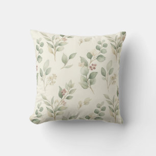 Elegante Aquarel Eucalyptus en Roze Bes Bota Kussen