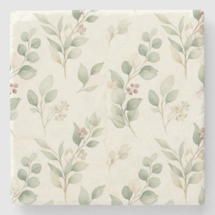 Elegante Aquarel Eucalyptus en Roze Bes Bota Stenen Onderzetter