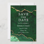 Elegante Aquarel Groen Marmer Agaat Geode Foto Save The Date (Voorkant)