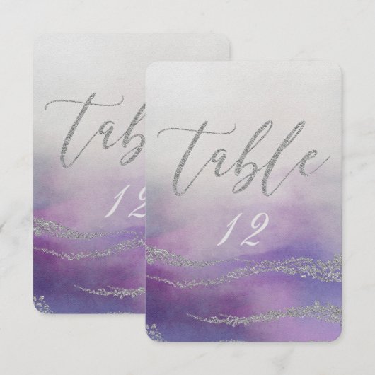 Elegante Aquarel in Orchidee Huwelijk Tafel Nummer Kaart (Voorkant / Achterkant)