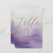Elegante Aquarel in Orchidee Huwelijk Tafelnummer (Voorkant / Achterkant)