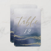 Elegante Aquarel in Surf Bruiloft Tafel Nummer Kaart (Voorkant / Achterkant)