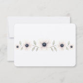Elegante Aquarel Ivoor Navyblauwe Anemoon Bruiloft RSVP Kaartje (Achterkant)