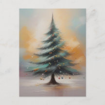 Elegante aquarel kerstboom Briefkaart