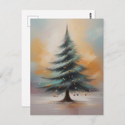 Elegante aquarel kerstboom Briefkaart (Voorkant / Achterkant)