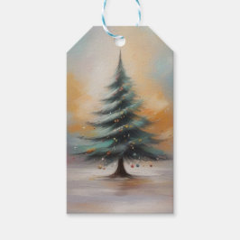 Elegante aquarel kerstboom cadeau Label Cadeaulabel