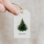 Elegante aquarel kerstboom cadeaulabel