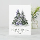 Elegante aquarel kerstboom feestdagenkaart (Staand voorkant)