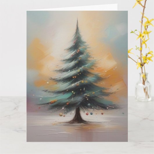 Elegante aquarel kerstboom kaart (Gele Bloem)