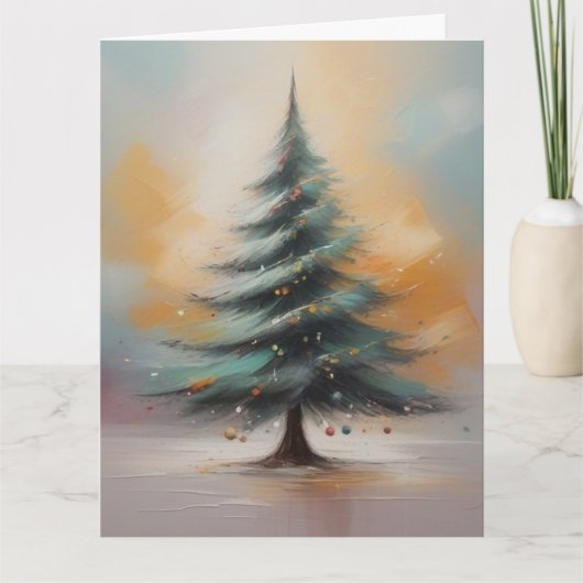 Elegante aquarel kerstboom kaart (Voorkant)