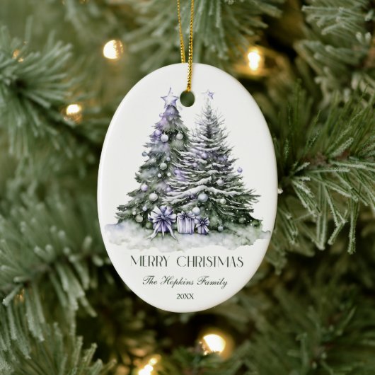 Elegante aquarel kerstboom keramisch ornament (Boom)