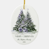 Elegante aquarel kerstboom keramisch ornament (Voorkant)