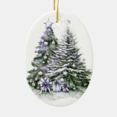 Elegante aquarel kerstboom keramisch ornament (Achterkant)