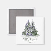Elegante aquarel kerstboom magneet (Voorkant / Achterkant)