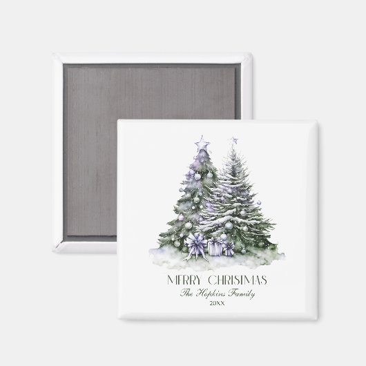 Elegante aquarel kerstboom magneet (Voorkant / Achterkant)
