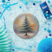 Elegante aquarel kerstboom papier Bord (Feest)