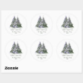 Elegante aquarel kerstboom ronde sticker (Vel)
