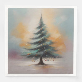 Elegante aquarel kerstboom servet