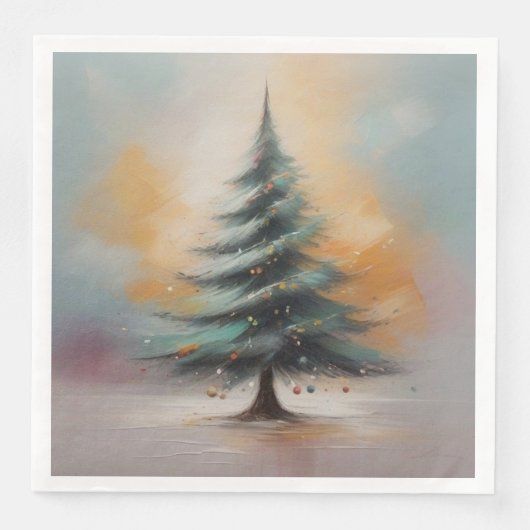 Elegante aquarel kerstboom servet (Voorkant)