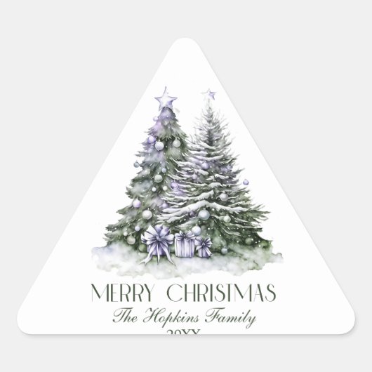 Elegante aquarel kerstboom sticker (Voorkant)