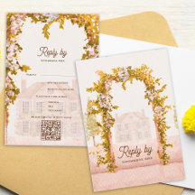Elegante Aquarel Landelijke Tuinboog Trouw RSVP