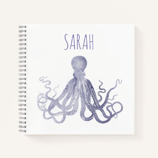 Elegante aquarel Octopus naam Notitieboek (Voorkant)
