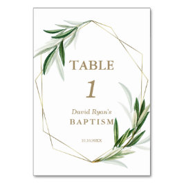 Elegante aquarel olijfbladeren gouden doop kaart