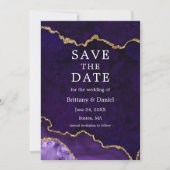 Elegante Aquarel Paarse Marmer Agaat Geode Foto Save The Date (Voorkant)