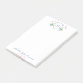 Elegante Aquarel Roze Orchidee Roze Blauwe Monogra Post-it® Notes (Schuin)