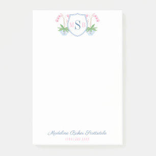 Elegante Aquarel Roze Orchidee Roze Blauwe Monogra Post-it® Notes