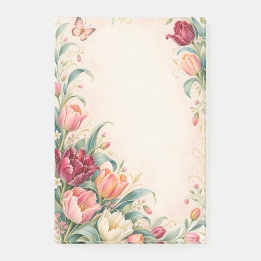 Elegante Aquarel Tulpentuin Bloemen Post-it® Notes (Voorkant)