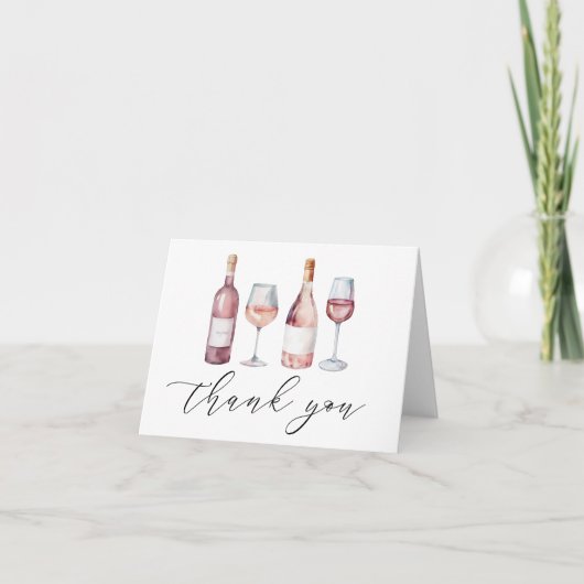 Elegante Aquarel Vino before Vows Bedankt  (Voorkant)