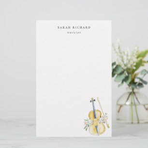 Elegante Aquarel Viool Muziekleraar Briefpapier