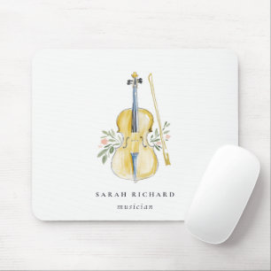 Elegante Aquarel Viool Muziekleraar Muismat
