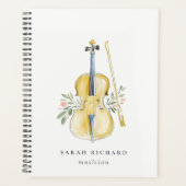 Elegante Aquarel Viool Muziekleraar Planner (Voorkant)