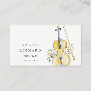 Elegante Aquarel Viool Muzikant Muziekleraar Visitekaartje