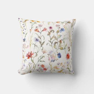Elegante aquarel wilde bloem kussen