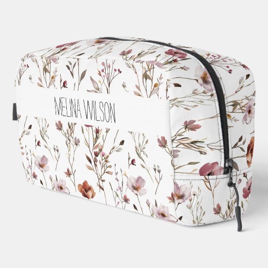 Elegante aquarel wilde bloem toilettasje (Rechterhoek)