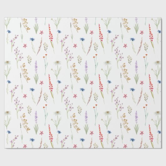 Elegante Aquarel Wilde Bloementuin Inpakpapier (Vlak)