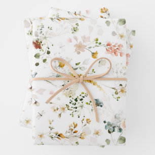 Elegante Aquarel Wilde Bloementuin    Inpakpapier Vel
