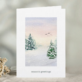 Elegante Aquarel Winter Woud Seizoensgroet Feestdagen Kaart