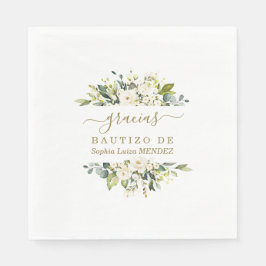 Elegante Aquarel Witte Bloemen Spaanse Bautizo Servet