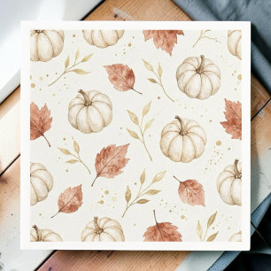 Elegante Aquarel Witte Pompoen Thanksgiving Servet