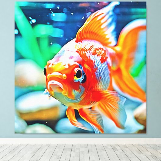 Elegante aquarium huisdier vis canvas afdruk (Insitu (Houten vloer))