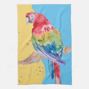 Elegante Ara Papegaai Waterverf Pastelkleuren Theedoek