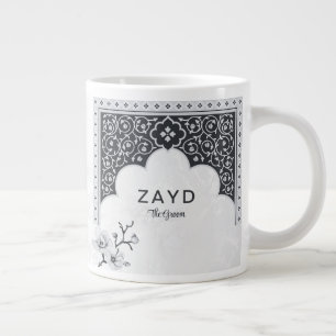 Elegante Arabesk Trouwmok   Noir & Wit Grote Koffiekop