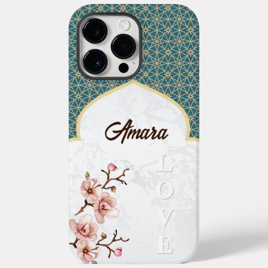 Elegante Arabeske Boog | Diep Turquoise & Goud Case-Mate iPhone Case (Achterkant)