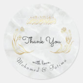 Elegante Arabische Bedankt Sticker met Bloemendesi (Voorkant)