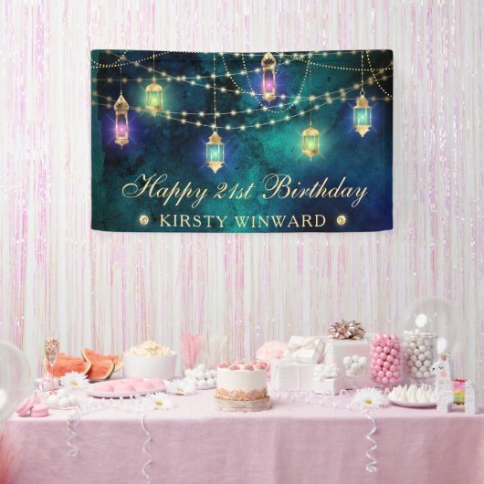 Elegante Arabische Lantaarn Verjaardagsbanner Spandoek (Feest)